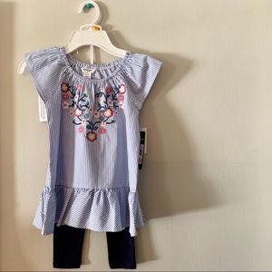 NWT Girls embroidered blouse and leggings